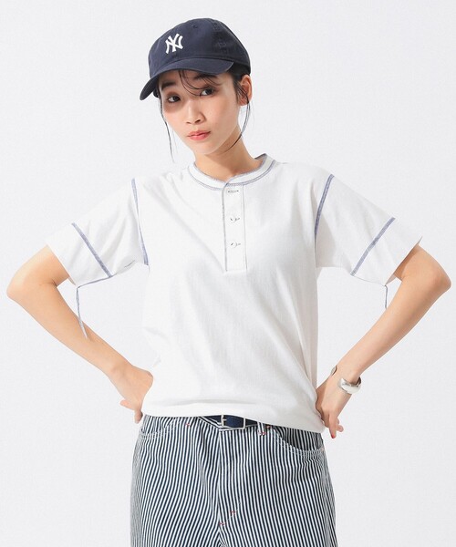 Healthknit(ヘルスニット)の「【別注】Healthknit / 70s ヘンリーネック ショートスリーブ(Tシャツ/カットソー・レディース・ブルー/レッド/ベージュ・ONE SIZE)」の20枚目の写真