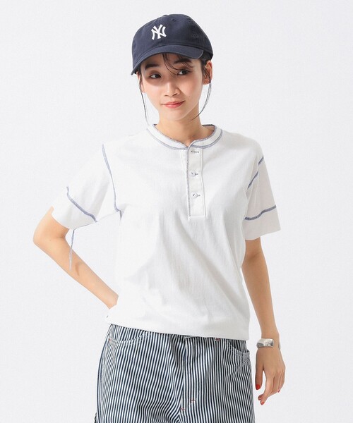Healthknit(ヘルスニット)の「【別注】Healthknit / 70s ヘンリーネック ショートスリーブ(Tシャツ/カットソー・レディース・ブルー/レッド/ベージュ・ONE SIZE)」の21枚目の写真