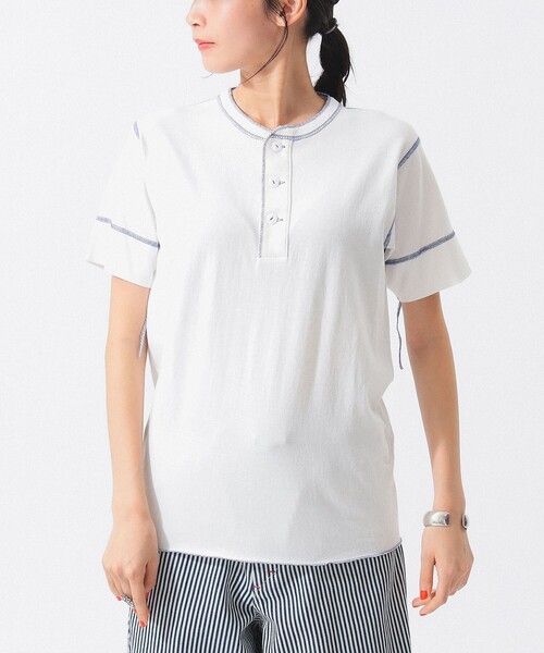 Healthknit(ヘルスニット)の「【別注】Healthknit / 70s ヘンリーネック ショートスリーブ(Tシャツ/カットソー・レディース・ブルー/レッド/ベージュ・ONE SIZE)」の22枚目の写真