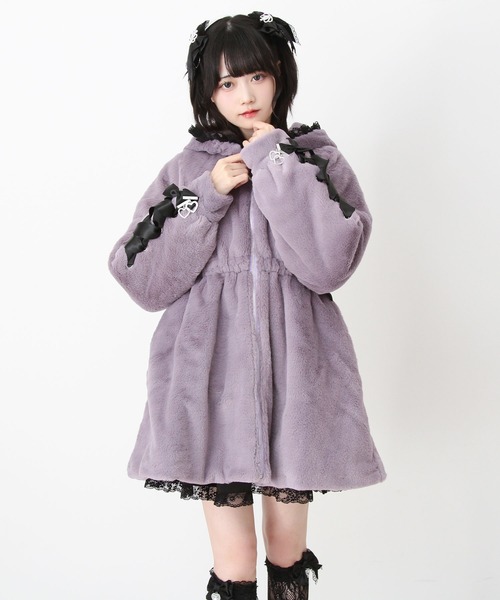 セール】選べるフードデザインフレアファーコート（その他アウター