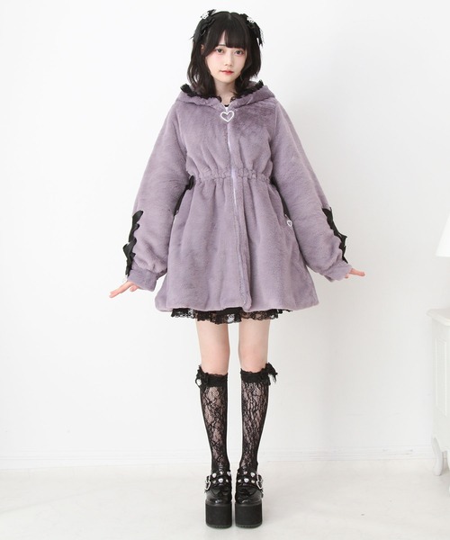 選べるフードデザインフレアファーコート（その他アウター