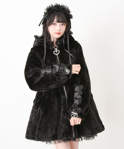 選べるフードデザインフレアファーコート（その他アウター