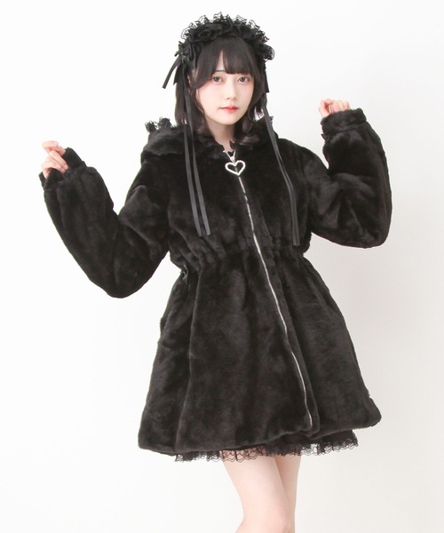 セール】選べるフードデザインフレアファーコート（その他アウター
