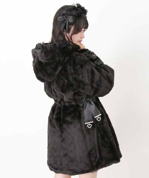 極美品 トラディショナルウェザーウェア♡ラビットファー付き フーデッドコート DearMyLove コート アウター 選べるフードデザインフレアファーコート