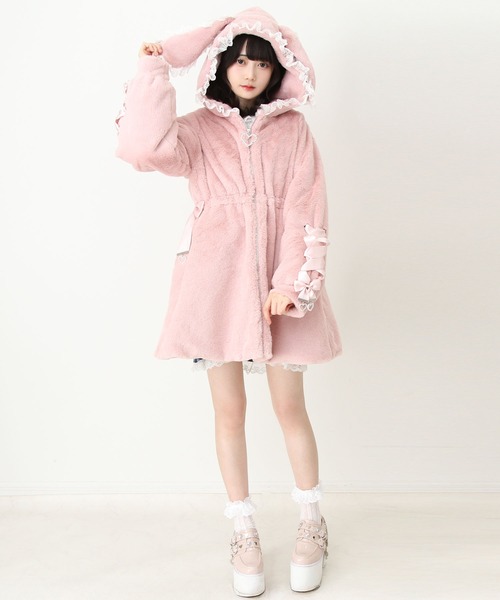 セール】選べるフードデザインフレアファーコート（その他アウター