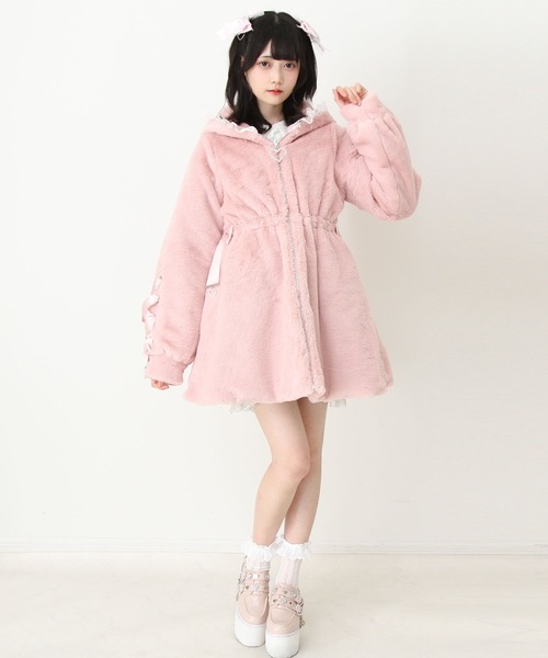 セール】選べるフードデザインフレアファーコート（その他アウター