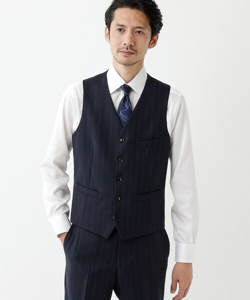 TAKEO KIKUCHI(タケオキクチ)の「【THE FLAGSHIP】矢絣 ストライプ べスト(スーツベスト・メンズ・グレー系その他3/ネイビー系2・02/04/03)」の2枚目の写真