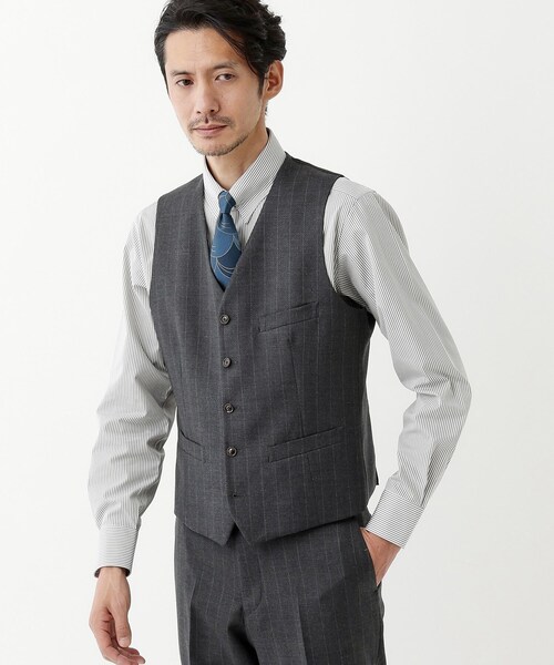TAKEO KIKUCHI(タケオキクチ)の「【THE FLAGSHIP】矢絣 ストライプ べスト(スーツベスト・メンズ・グレー系その他3/ネイビー系2・02/04/03)」の4枚目の写真