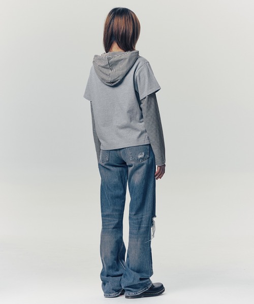 ISTKUNST(イストクンスト)の「A'GEM/9 × .kom 『ISTKUNST/イストクンスト』 FOREVER HOMIES LAYERED LS TEE/FOREVER HOMIESレイヤード長袖カットソー(Tシャツ/カットソー・レディース・グレー/ネイビー・M/L)」の21枚目の写真