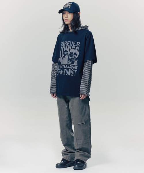 ISTKUNST(イストクンスト)の「A'GEM/9 × .kom 『ISTKUNST/イストクンスト』 FOREVER HOMIES LAYERED LS TEE/FOREVER HOMIESレイヤード長袖カットソー(Tシャツ/カットソー・レディース・グレー/ネイビー・M/L)」の16枚目の写真