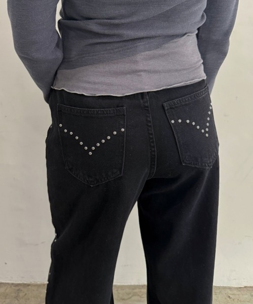 LUCAで購入★oneteespoon★デニムパンツ★新品タグ付★2025SS 2025SS】【オールシーズンアイテム】スタッズワイドデニムパンツ