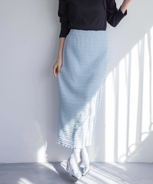 LOWRYS FARM（ローリーズファーム）の「ミニシャーリングタイトスカート　293649（スカート・レディース・ブルー/ブラック/アイボリー/ブラウン・FREE）」の15枚目の写真