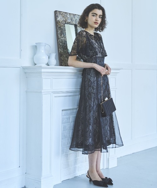 【着用一度のみ】美品♡ AND COUTURE レースドレス　パープル セール】レースオーバーオーガンレイヤードレス（ドレス）｜AND