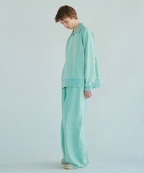 CAMPHOR WOOD（カンファーウッド）の「sunfade super wide baggy sweat pants / サンフェード加工スーパーワイドバギースウェットパンツ（スウェットパンツ・メンズ・ターコイズブルー/ブラック・SMALL/MEDIUM/LARGE）」の10枚目の写真