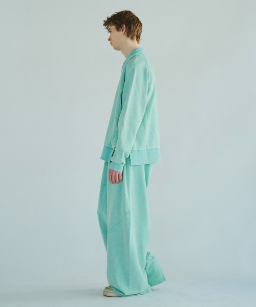 CAMPHOR WOOD（カンファーウッド）の「sunfade super wide baggy sweat pants / サンフェード加工スーパーワイドバギースウェットパンツ（スウェットパンツ・メンズ・ターコイズブルー/ブラック・SMALL/MEDIUM/LARGE）」の11枚目の写真