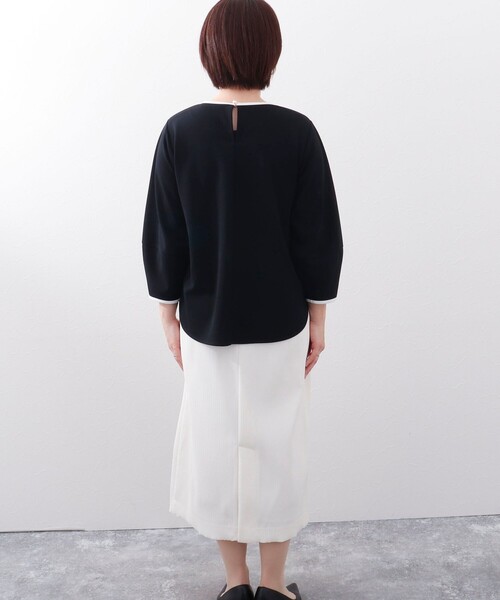 MICO COULIER（ミコクリエ）の「《オケージョン対応》カットジョーゼット配色ブラウス（シャツ/ブラウス・レディース・オフホワイト/ダークネイビー・38）」の8枚目の写真