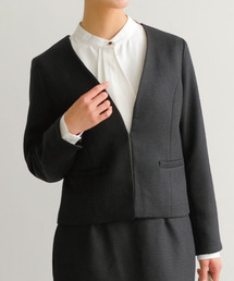 ノーカラーツイードジャケット