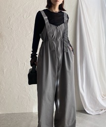 She's Closet（シーズクローゼット）の「フロントジップナイロンワイドパンツミリタリーサロペット（サロペット/オーバーオール）」