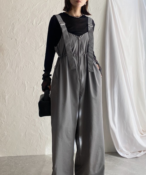 セール】フロントジップナイロンワイドパンツミリタリー