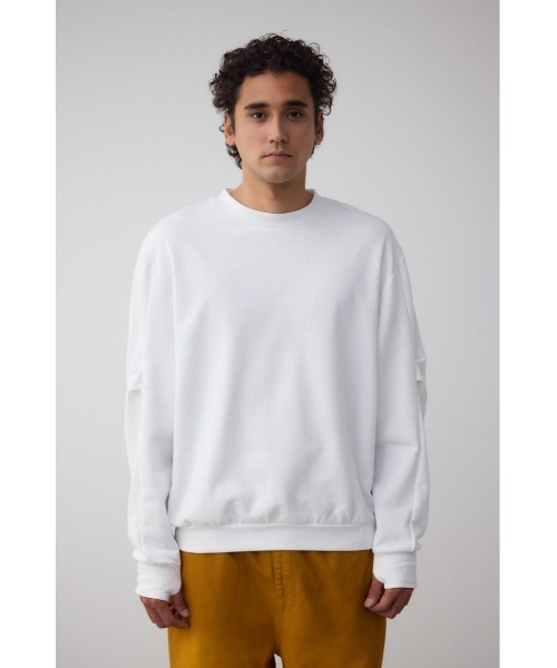 AZUL by moussy（アズールバイマウジー）の「サムホールスウェットトップス（スウェット・メンズ・ホワイト/ブラック/ライトイエロー/杢グレー・MEDIUM/LARGE）」の8枚目の写真