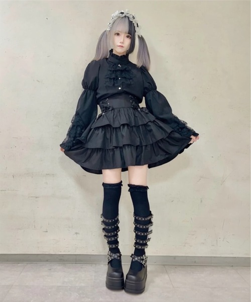Jamie エーエヌケー（ジェイミーエーエヌケー）の「スピンドルクロスモチーフティアードスカパン（スカート・レディース・ピンク/ブラック・M）」の17枚目の写真