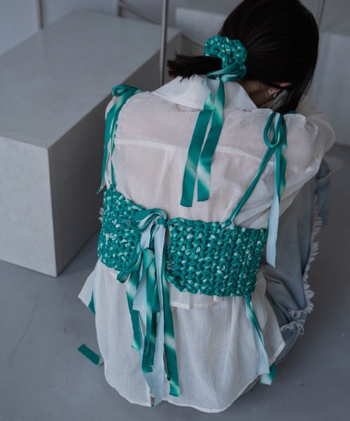 ハンドメイド ビスチェ handmade】ハンドメイドミックスカラービスチェ/シュシュ/新色追加