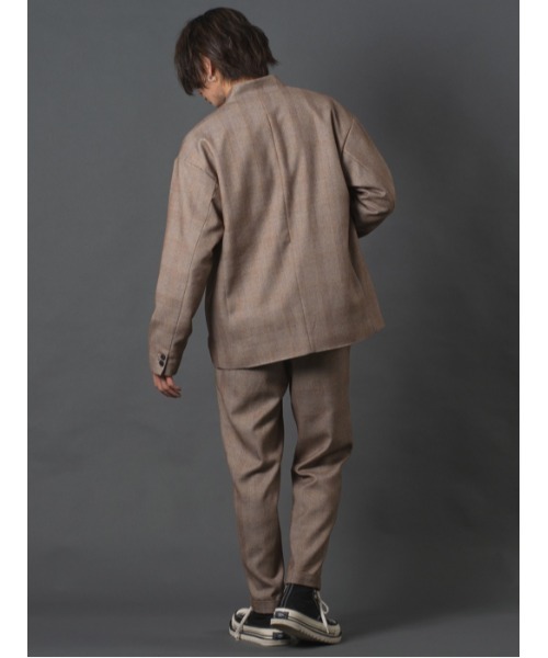 REGIEVO(レジエボ)の「ノーカラーチェックジャケット(ノーカラージャケット・メンズ・ベージュ/グレー・MEDIUM/LARGE/X-LARGE)」の6枚目の写真