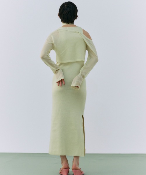 JOSE MOON(ジョゼムーン)の「OFFSHOULDER 2WAY NARROW KNITDRESS /オフショルダーツーウェイナローニットドレス(ワンピース・レディース・グレー/ブラック/ライム・FREE)」の15枚目の写真