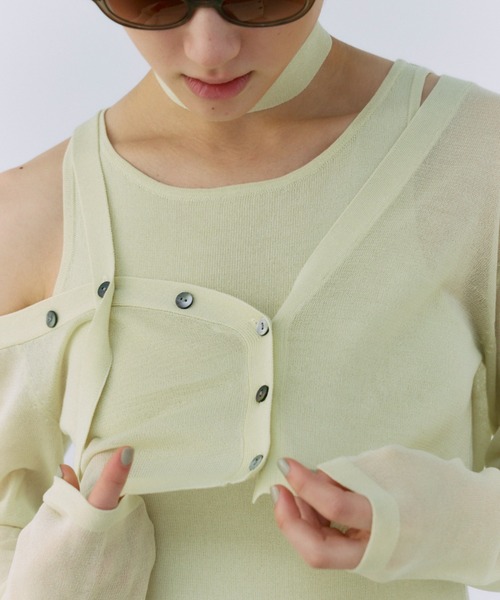 JOSE MOON(ジョゼムーン)の「OFFSHOULDER 2WAY NARROW KNITDRESS /オフショルダーツーウェイナローニットドレス(ワンピース・レディース・グレー/ブラック/ライム・FREE)」の7枚目の写真