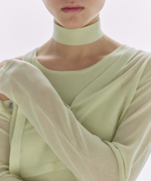 JOSE MOON(ジョゼムーン)の「OFFSHOULDER 2WAY NARROW KNITDRESS /オフショルダーツーウェイナローニットドレス(ワンピース・レディース・グレー/ブラック/ライム・FREE)」の9枚目の写真