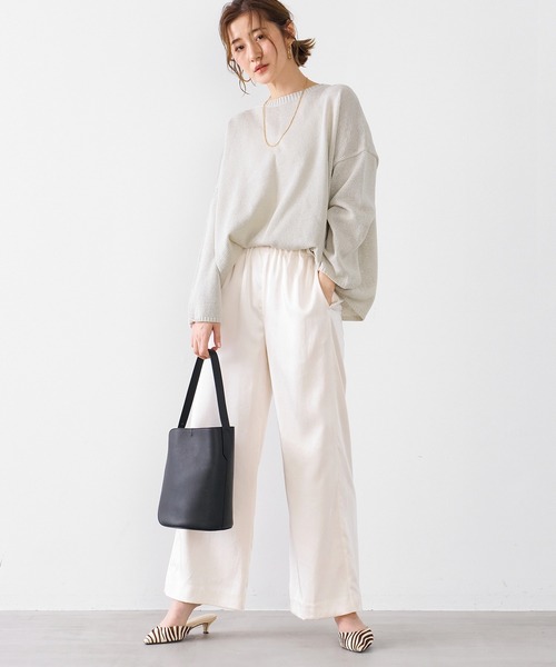 MICA&DEAL（マイカ＆ディール）の「サテンイージーパンツ〈セットアップ対応〉（その他パンツ・レディース・アイボリー/ブラック/ベージュ・FREE）」の16枚目の写真