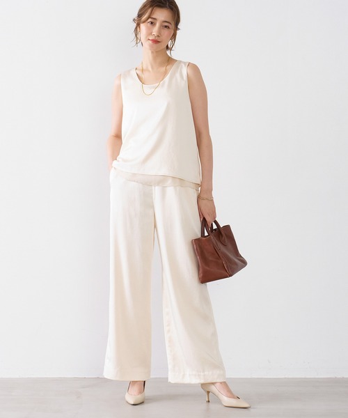 MICA&DEAL（マイカ＆ディール）の「サテンイージーパンツ〈セットアップ対応〉（その他パンツ・レディース・アイボリー/ブラック/ベージュ・FREE）」の20枚目の写真