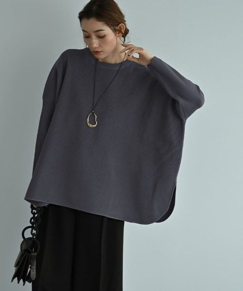STYLE DELI(スタイルデリ)の「【BLK001】サイドスリットオーバーサイズニット(ニット/セーター・レディース・ベージュ/ブラック/グレー・FREE)」の9枚目の写真