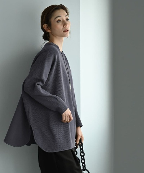 STYLE DELI(スタイルデリ)の「【BLK001】サイドスリットオーバーサイズニット(ニット/セーター・レディース・ベージュ/ブラック/グレー・FREE)」の11枚目の写真