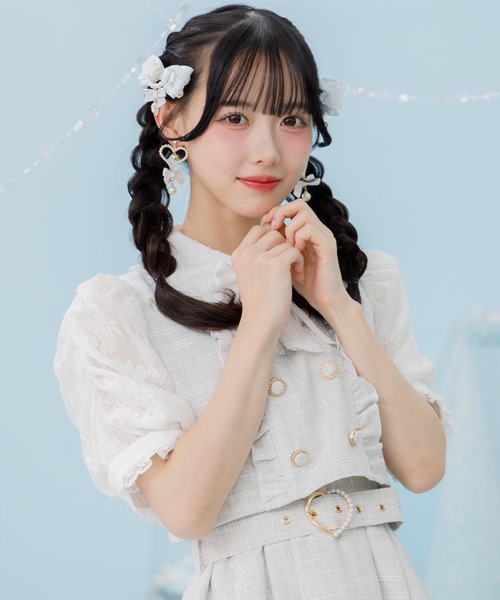 ROJITA（ロジータ）の「ギャザーレースレイヤードクリップセット（バレッタ/ヘアクリップ・レディース・ブラック/ブルー/ホワイト/ピンク・FREE）」の7枚目の写真