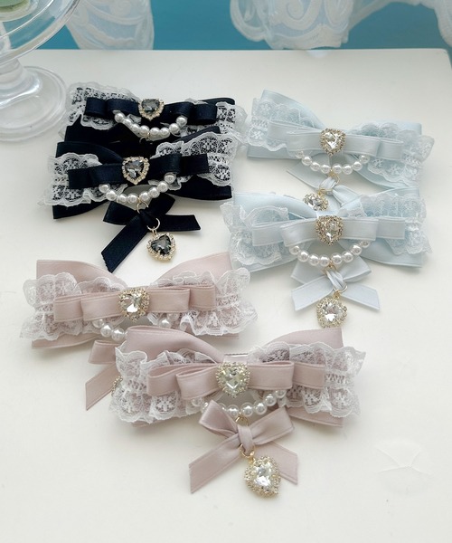 ROJITA（ロジータ）の「ギャザーレースレイヤードクリップセット（バレッタ/ヘアクリップ・レディース・ブラック/ブルー/ホワイト/ピンク・FREE）」の11枚目の写真