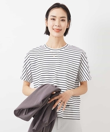 MICHEL KLEIN（ミッシェル・クラン）の「ワンポイント刺繍ボーダーTシャツ（Tシャツ/カットソー）」