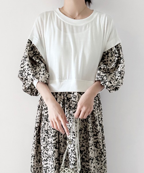 Doux Belle(ドゥーベル)の「ドッキング花柄ロングワンピース(ワンピース・レディース・ベージュ系その他/ベージュ/ブラック・MEDIUM)」の19枚目の写真