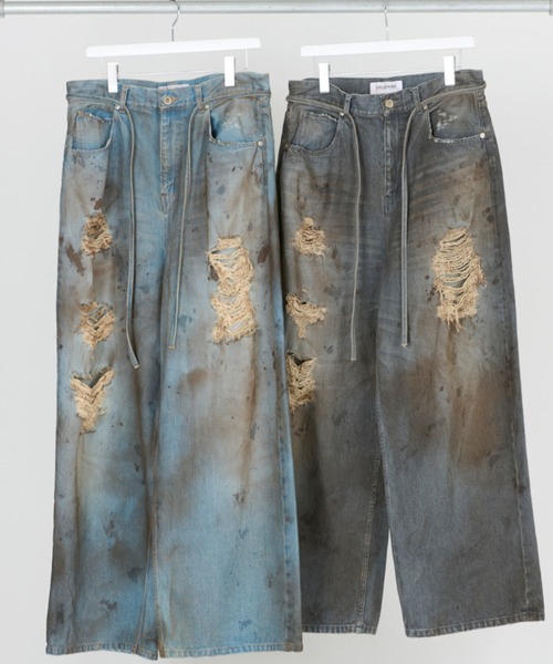 DISCOVERED（ディスカバード）の「DISCOVERED CRASH DENIM PANTS（デニムパンツ・メンズ・インディゴブルー/ブラック・1/3）」の3枚目の写真