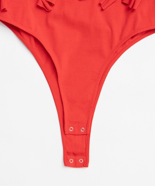 MAISON SPECIAL(メゾンスペシャル)の「Ribbon Polo Bodysuit/リボンポロボディスーツ(ポロシャツ・レディース・ブラック/レッド/グレー・FREE)」の22枚目の写真