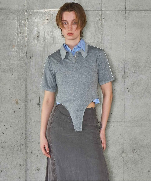 Ribbon Polo Bodysuit/リボンポロボディスーツ【MAISON SPECIAL/メゾン