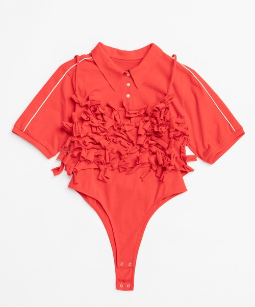 Ribbon Polo Bodysuit/リボンポロボディスーツ【MAISON SPECIAL