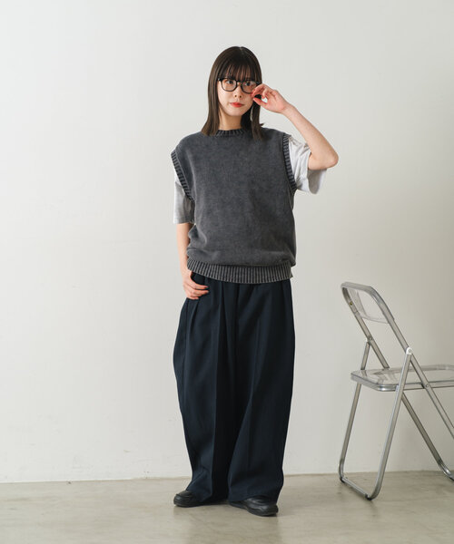 WHIMSIC（ウィムジック）の「*【WHIMSIC】サンフェードニットベスト（ベスト・レディース・チャコールグレー/ベージュ・FREE）」の7枚目の写真