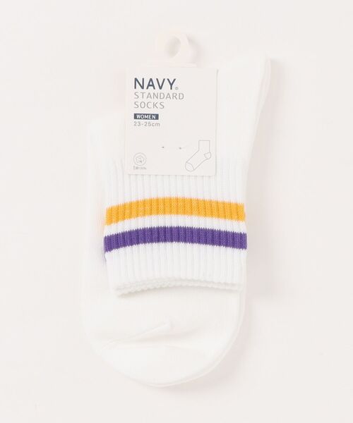 NAVY（ネイビー）の「NAVY クォーター丈 2ラインソックス 23-25cm（ソックス/靴下・レディース・グレー/オフホワイト/クリーム・FREE）」の11枚目の写真