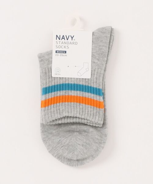 NAVY（ネイビー）の「NAVY クォーター丈 2ラインソックス 23-25cm（ソックス/靴下・レディース・グレー/オフホワイト/クリーム・FREE）」の12枚目の写真