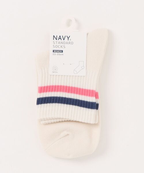 NAVY（ネイビー）の「NAVY クォーター丈 2ラインソックス 23-25cm（ソックス/靴下・レディース・グレー/オフホワイト/クリーム・FREE）」の13枚目の写真