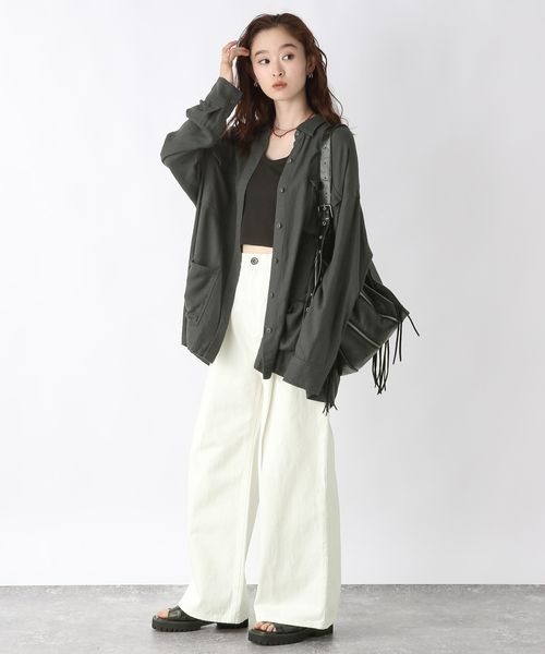 JEANASIS（ジーナシス）の「リネンポケットオーバーシャツ/490430（Tシャツ/カットソー・レディース・アイボリー/ピンク/ブラウン/グレー・FREE）」の18枚目の写真