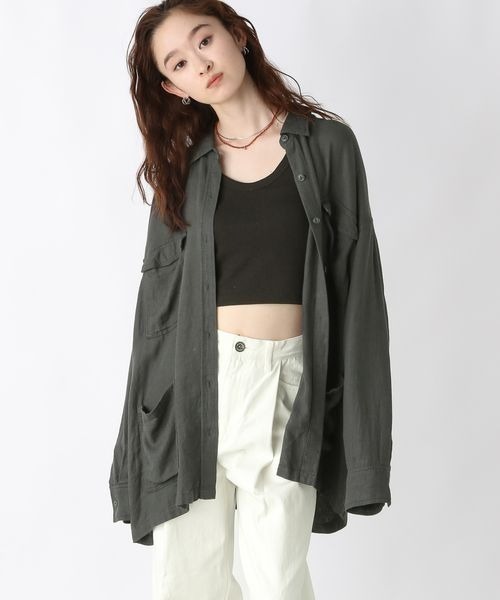 JEANASIS（ジーナシス）の「リネンポケットオーバーシャツ/490430（Tシャツ/カットソー・レディース・アイボリー/ピンク/ブラウン/グレー・FREE）」の22枚目の写真