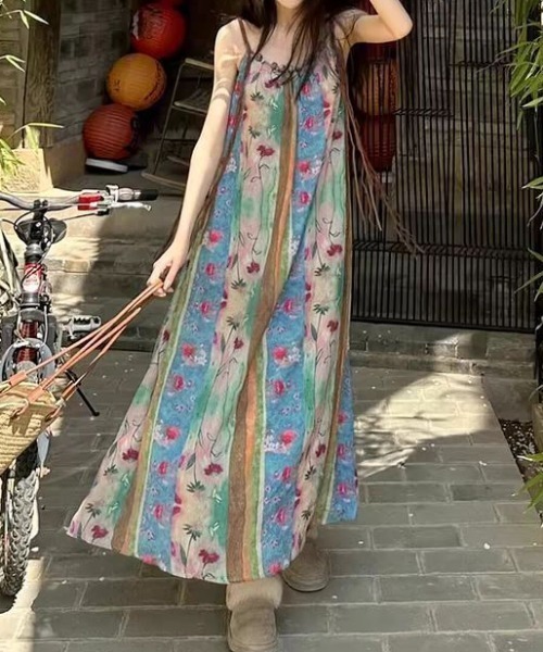 deux amour（ドゥーザムール）の「花柄キャミワンピース（ワンピース・レディース・ブルー・FREE）」の5枚目の写真