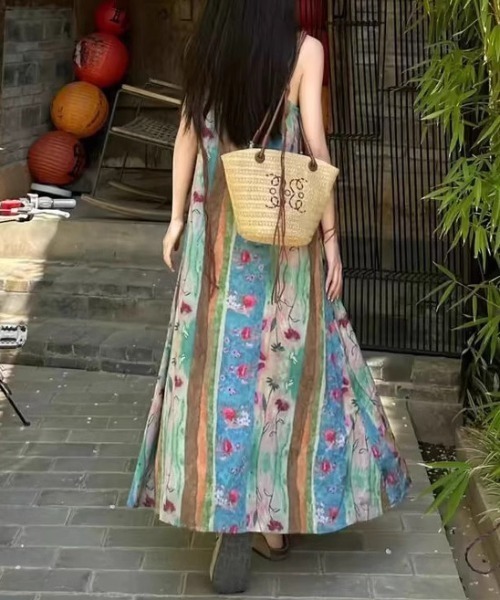 deux amour（ドゥーザムール）の「花柄キャミワンピース（ワンピース・レディース・ブルー・FREE）」の4枚目の写真